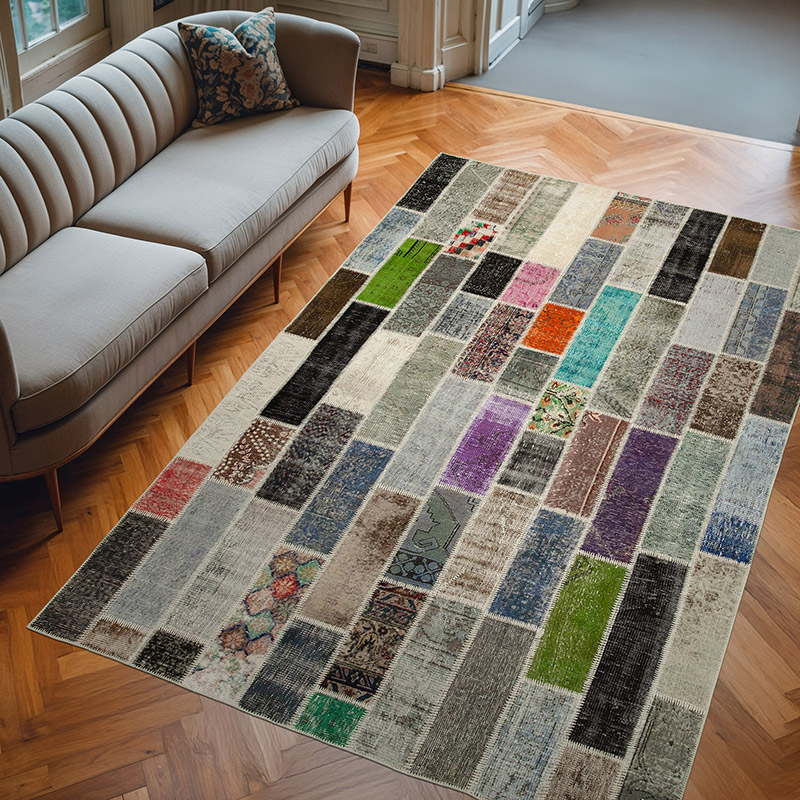 Multicolor Alfombra Turca de Retazos - 203 cm x 312 cm - K0051277