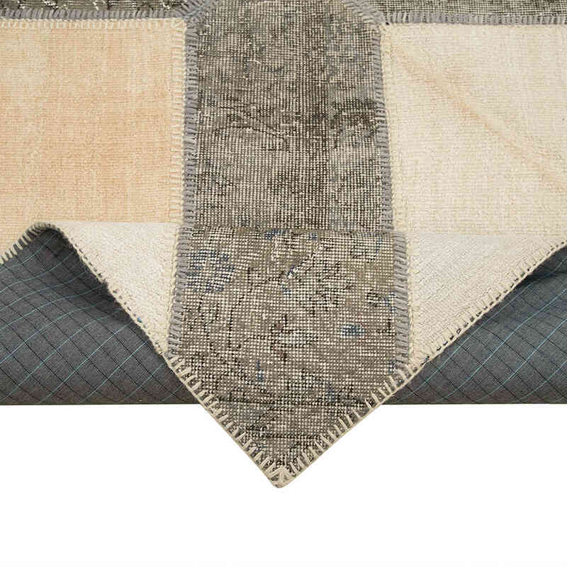 Gris, Beige Alfombra Turca de Retazos - 198 cm x 305 cm - K0051279