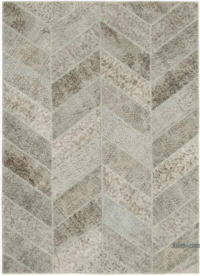 Gri Boyalı Patchwork Halı - 191 cm x 262 cm
