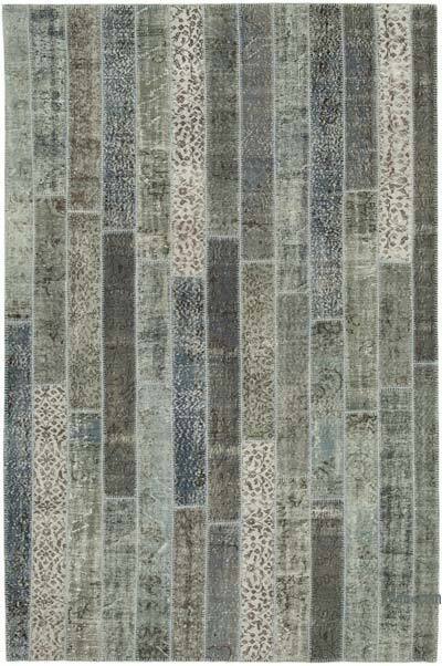 Gri Boyalı Patchwork Halı - 203 cm x 304 cm