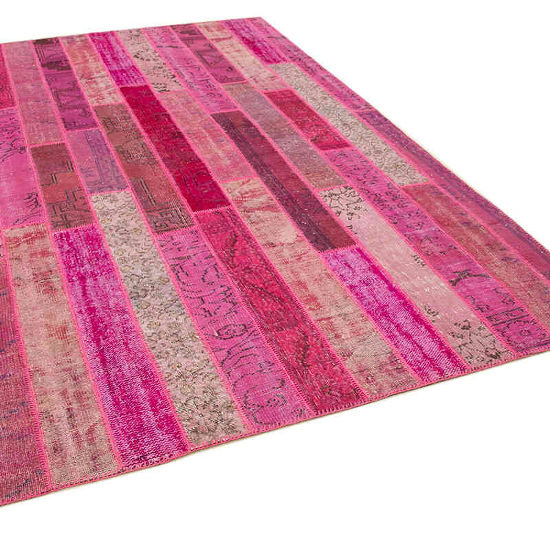 Pembe Boyalı Patchwork Halı - 205 cm x 305 cm - K0051290