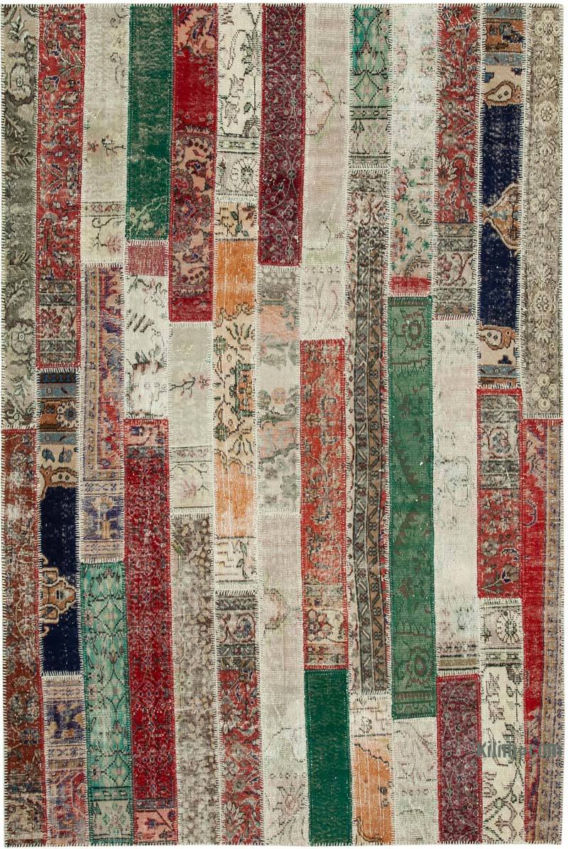 Çok Renkli, Kırmızı Patchwork El Dokuma Halı - 200 cm x 301 cm - K0051292