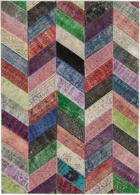 Multicolor Patchwork Hand-Knotted Turkish Rug - 7' 1" x 9' 11" (85" x 119")