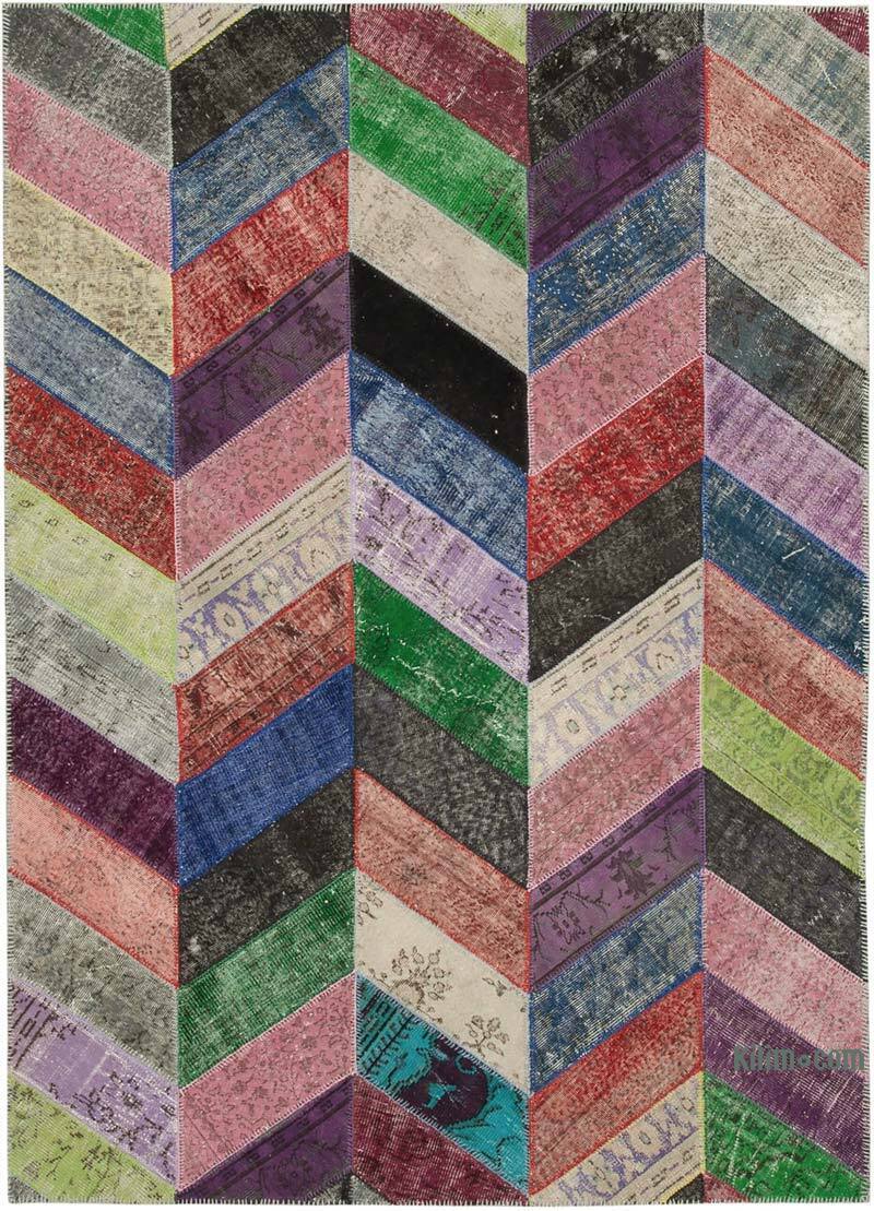 Çok Renkli Boyalı Patchwork Halı - 215 cm x 301 cm - K0051293