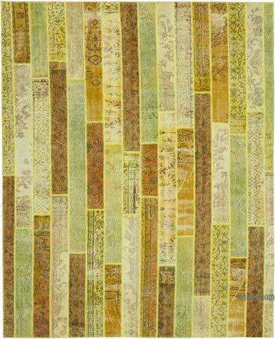 Yellow Patchwork Hand-Knotted Turkish Rug - 8' 2" x 10'  (98 in. x 120 in.)