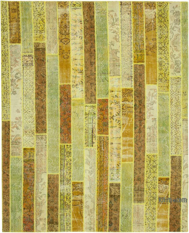 Sarı Boyalı Patchwork Halı - 248 cm x 305 cm - K0051294