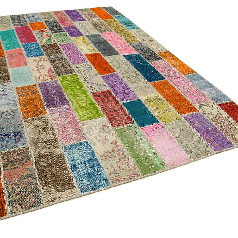 Çok Renkli Boyalı Patchwork Halı - 206 cm x 307 cm - K0051295