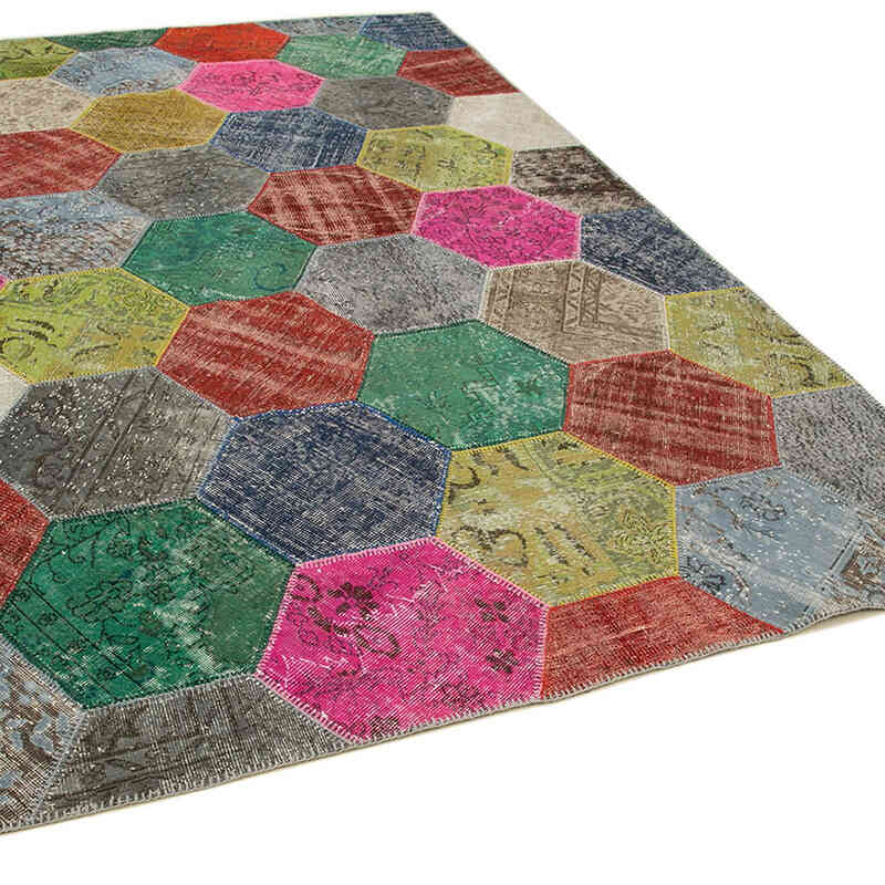 Çok Renkli Boyalı Patchwork Halı - 203 cm x 306 cm - K0051296