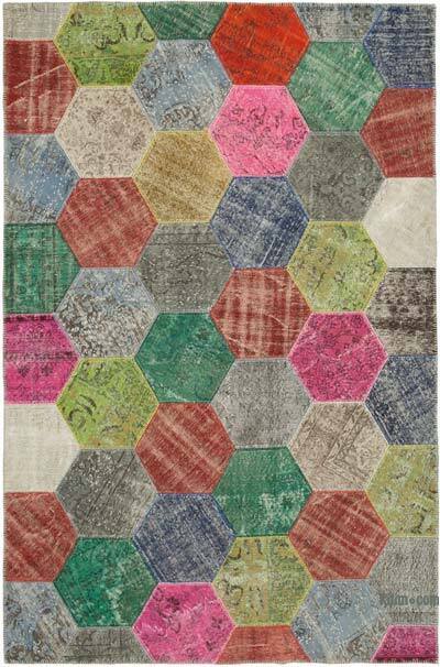 Çok Renkli Boyalı Patchwork Halı - 203 cm x 306 cm