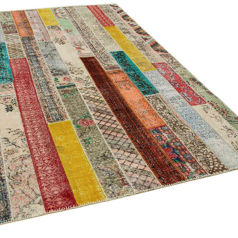 Multicolor, Rojo Alfombra Turca de Retazos - 202 cm x 305 cm - K0051297