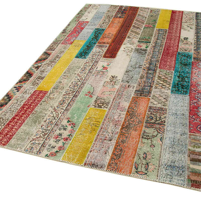 Multicolor, Rojo Alfombra Turca de Retazos - 202 cm x 305 cm - K0051297