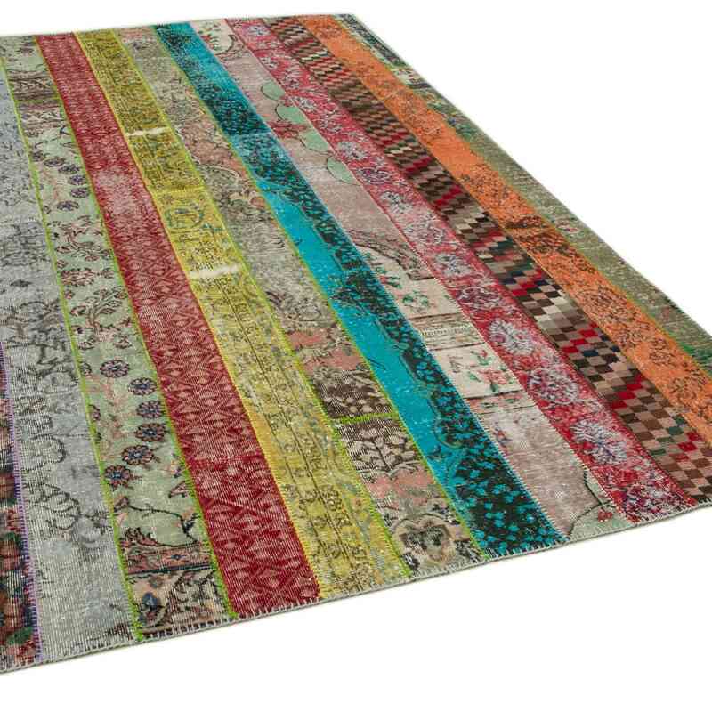 Multicolor Patchwork Hand-Knotted Turkish Rug - 6' 8" x 10'  (80" x 120") - K0051298