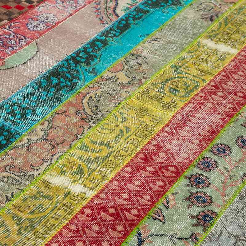 Multicolor Patchwork Hand-Knotted Turkish Rug - 6' 8" x 10'  (80" x 120") - K0051298