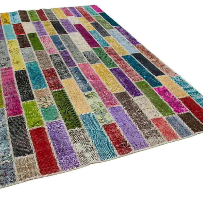 Multicolor Patchwork Hand-Knotted Turkish Rug - 6' 7" x 10' 2" (79 in. x 122 in.) - K0051299