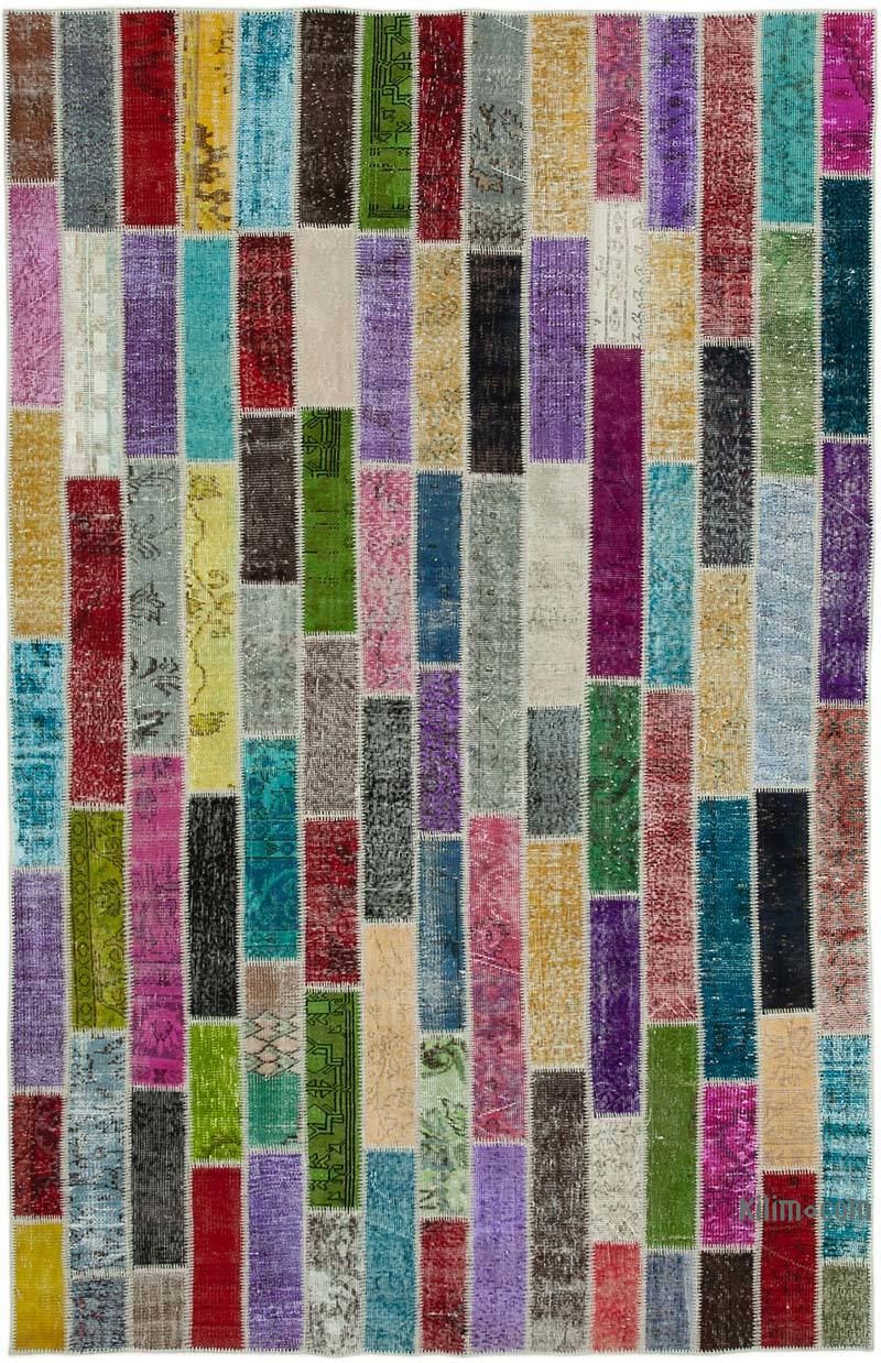 Multicolor Patchwork Hand-Knotted Turkish Rug - 6' 7" x 10' 2" (79 in. x 122 in.) - K0051299