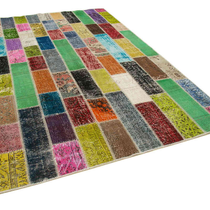 Multicolor Alfombra De Retazos Turca Sobre-teñida - 200 cm x 295 cm - K0051300