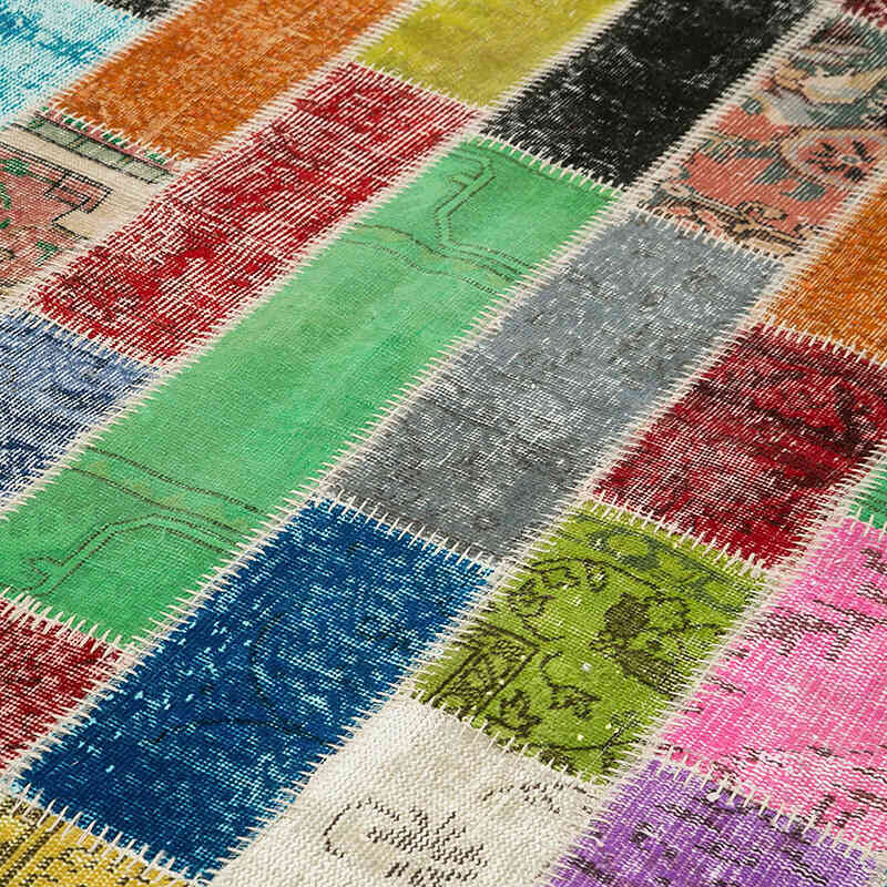 Multicolor Alfombra De Retazos Turca Sobre-teñida - 200 cm x 295 cm - K0051300