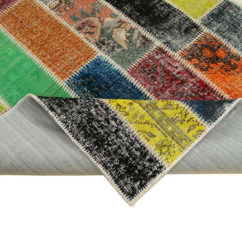 Multicolor Alfombra De Retazos Turca Sobre-teñida - 200 cm x 295 cm - K0051300