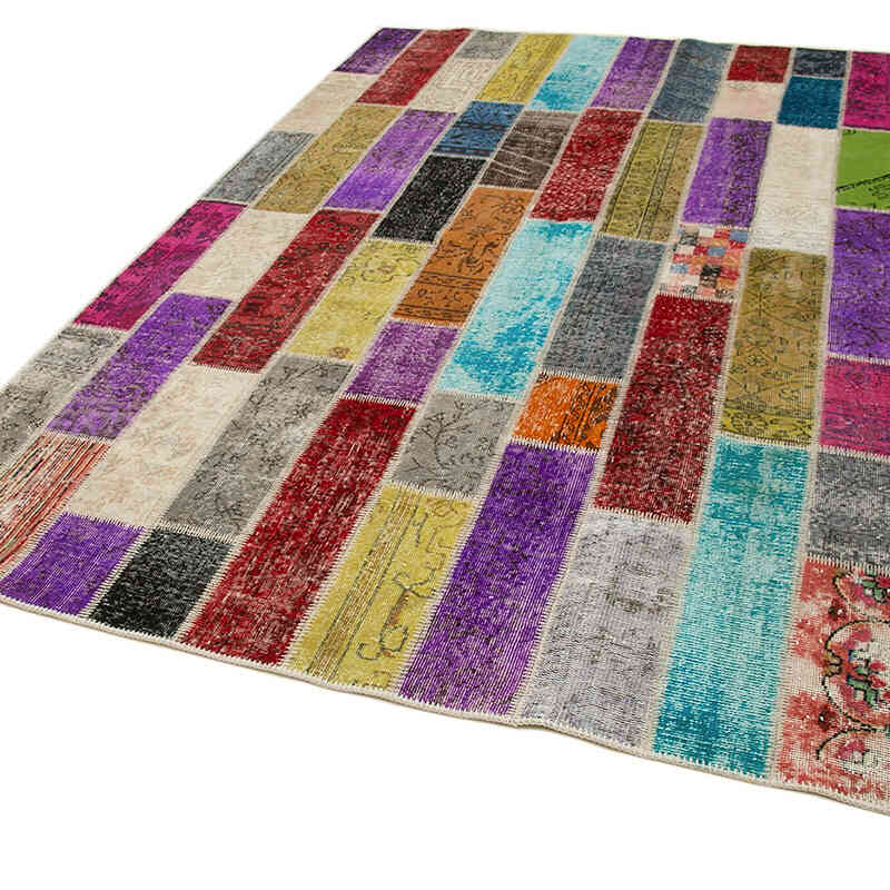 Multicolor Alfombra De Retazos Turca Sobre-teñida - 203 cm x 300 cm - K0051301