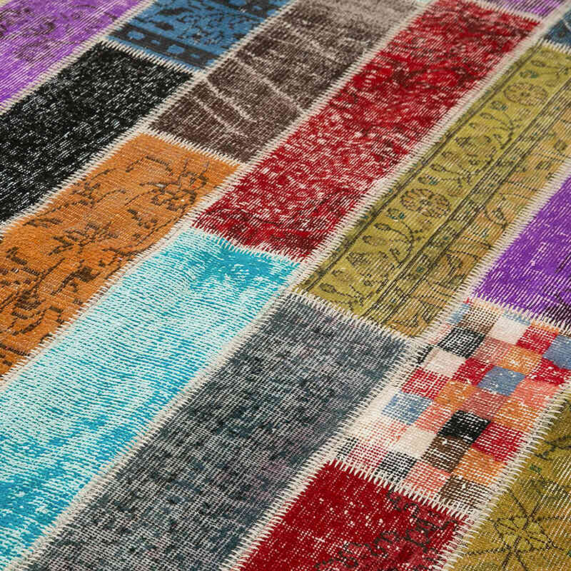 Multicolor Alfombra De Retazos Turca Sobre-teñida - 203 cm x 300 cm - K0051301