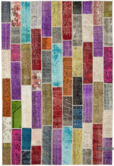 Çok Renkli Boyalı Patchwork Halı - 203 cm x 300 cm