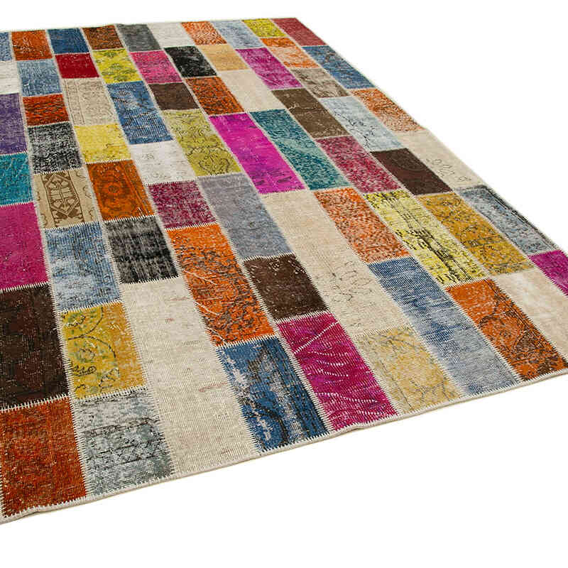 Multicolor Alfombra De Retazos Turca Sobre-teñida - 203 cm x 300 cm - K0051302