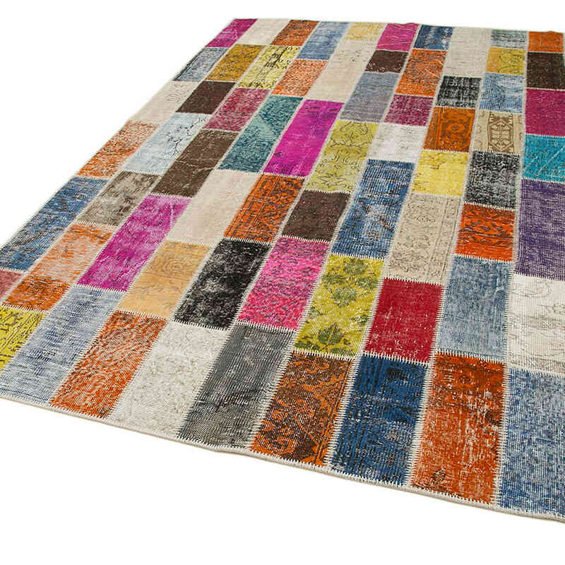 Multicolor Alfombra De Retazos Turca Sobre-teñida - 203 cm x 300 cm - K0051302
