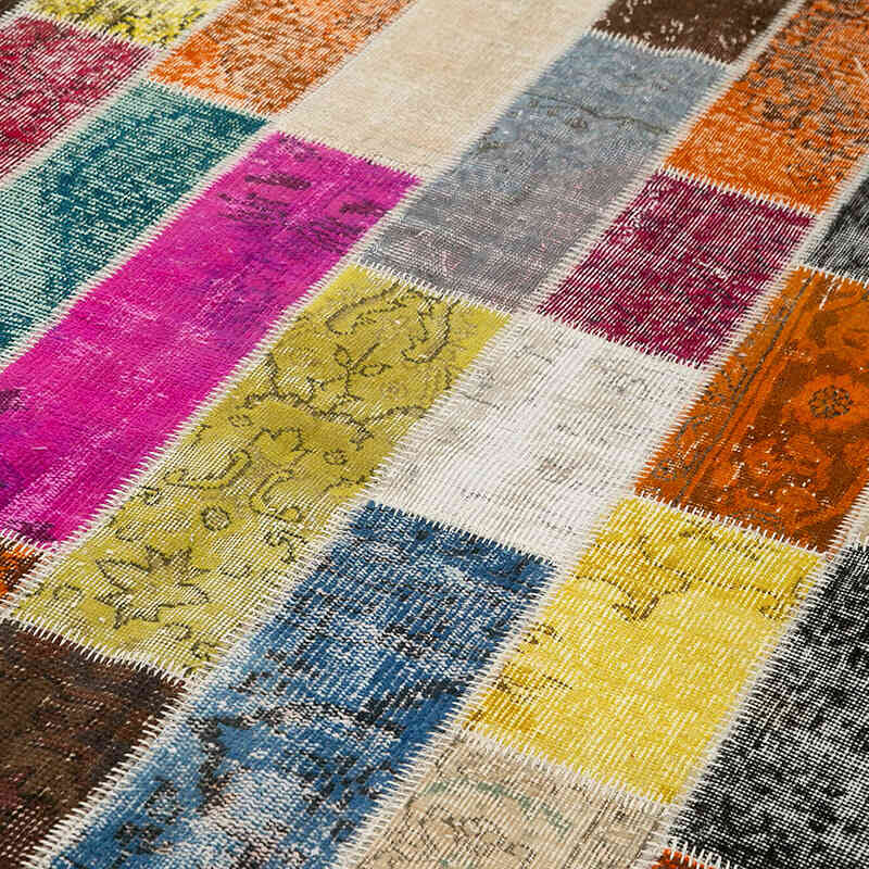 Multicolor Alfombra De Retazos Turca Sobre-teñida - 203 cm x 300 cm - K0051302
