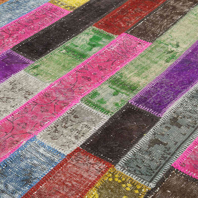 Multicolor Patchwork Hand-Knotted Turkish Rug - 6' 9" x 9' 11" (81" x 119") - K0051304