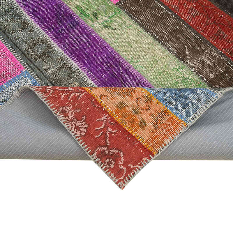 Multicolor Patchwork Hand-Knotted Turkish Rug - 6' 9" x 9' 11" (81" x 119") - K0051304