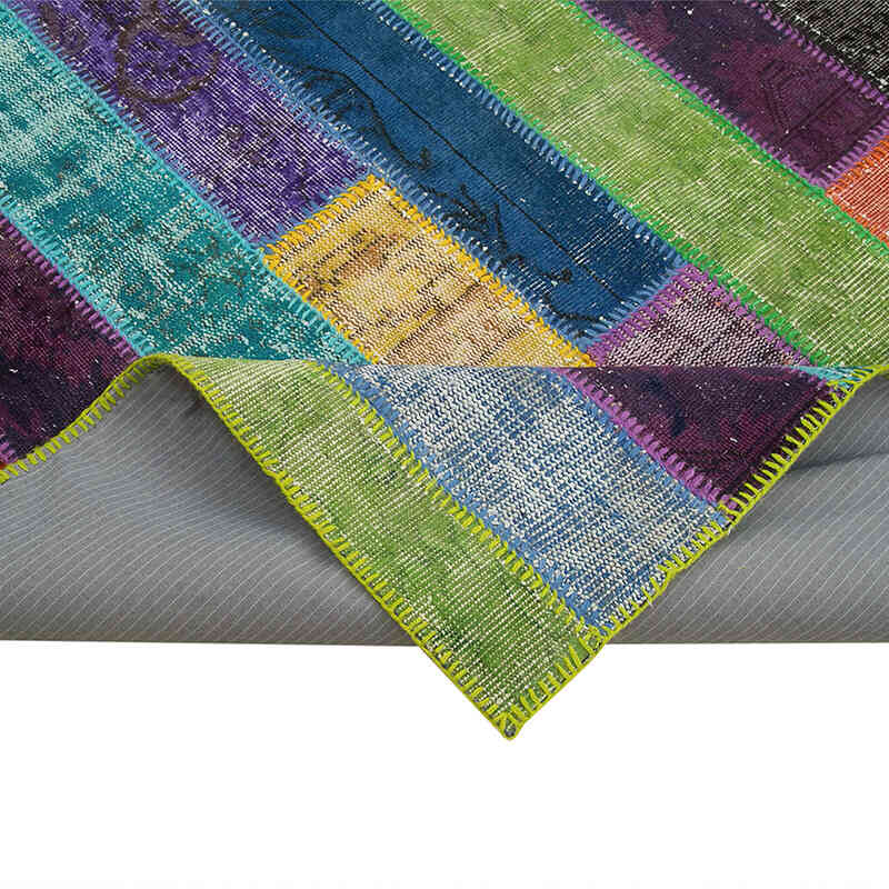 Multicolor Patchwork Hand-Knotted Turkish Rug - 6' 8" x 9' 11" (80" x 119") - K0051306