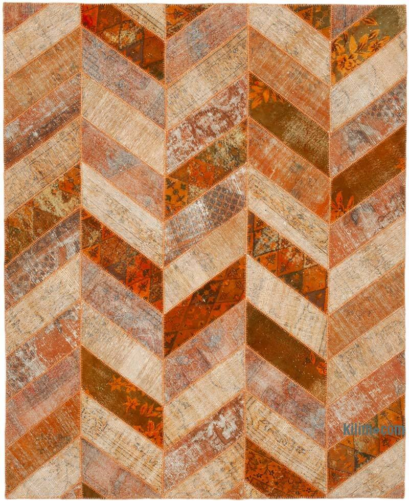 Turuncu Boyalı Patchwork Halı - 249 cm x 308 cm - K0051310