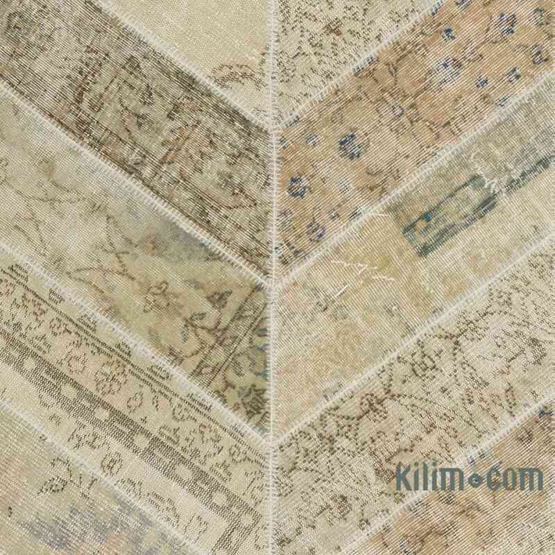 Beige Patchwork Hand-Knotted Turkish Rug - 8' 2" x 10' 3" (98" x 123") - K0051312