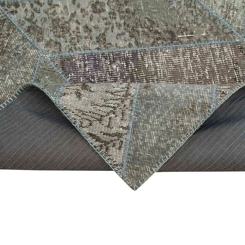 Gris Alfombra De Retazos Turca Sobre-teñida - 248 cm x 308 cm - K0051316