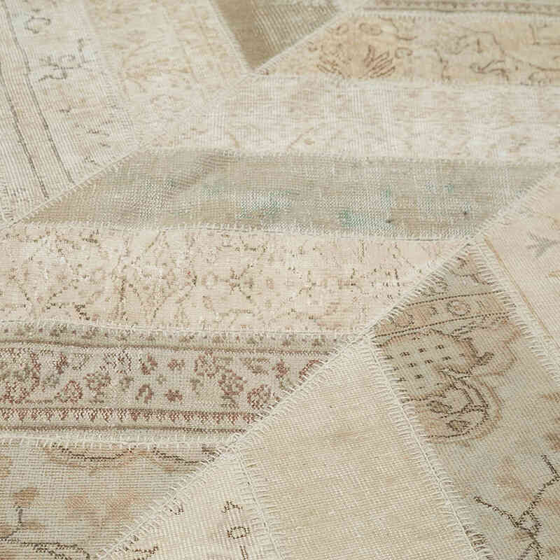 Beige Alfombra De Retazos Turca Sobre-teñida - 244 cm x 307 cm - K0051318