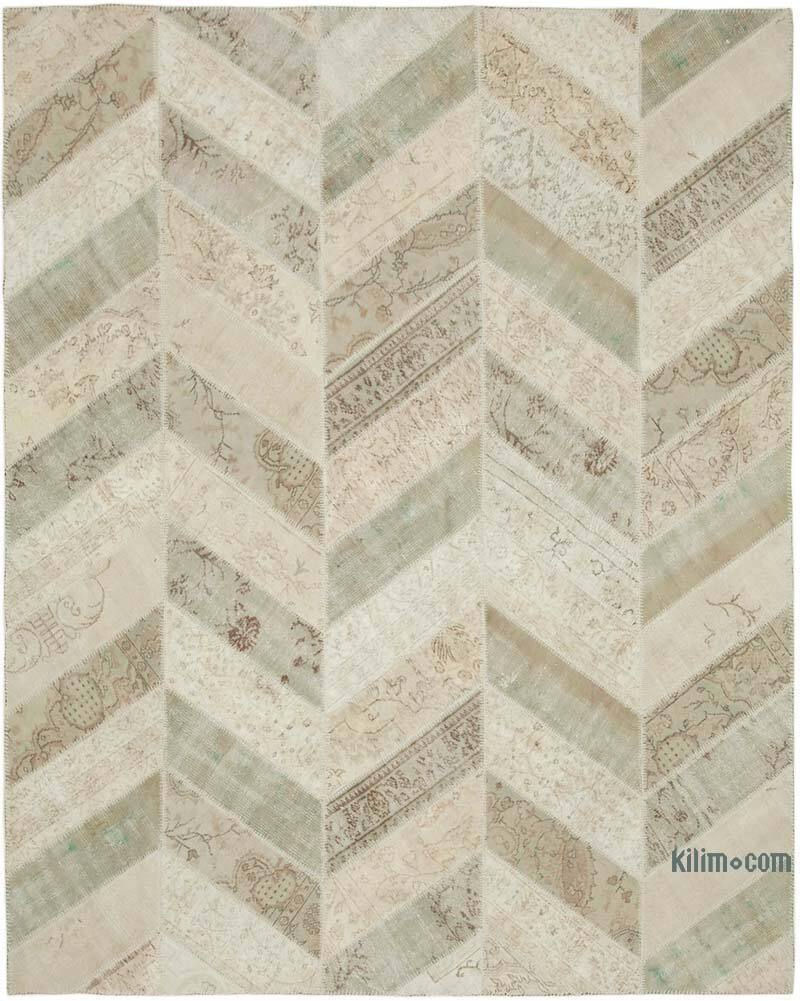 Beige Alfombra De Retazos Turca Sobre-teñida - 244 cm x 307 cm - K0051318