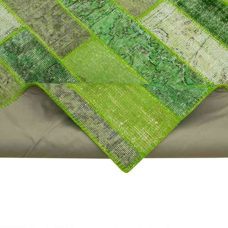 Yeşil Boyalı Patchwork Halı - 245 cm x 308 cm - 245 cm x 308 cm - K0051319