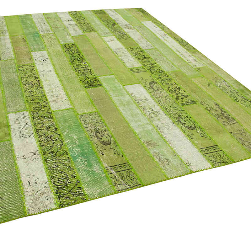 Yeşil Boyalı Patchwork Halı - 248 cm x 308 cm - K0051320
