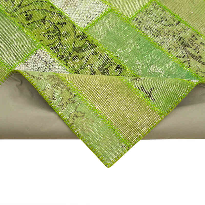 Yeşil Boyalı Patchwork Halı - 248 cm x 308 cm - K0051320