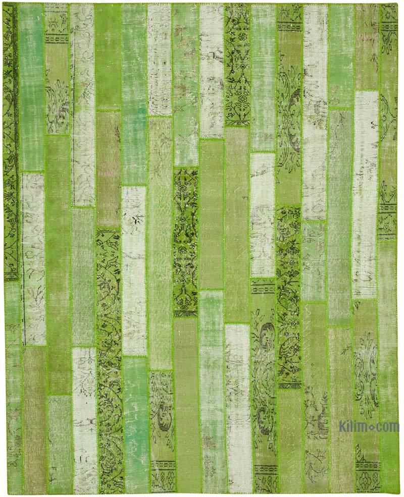 Yeşil Boyalı Patchwork Halı - 248 cm x 308 cm - 248 cm x 308 cm - K0051320
