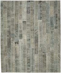 Gray Patchwork Hand-Knotted Turkish Rug - 8' 2" x 9' 11" (98" x 119")