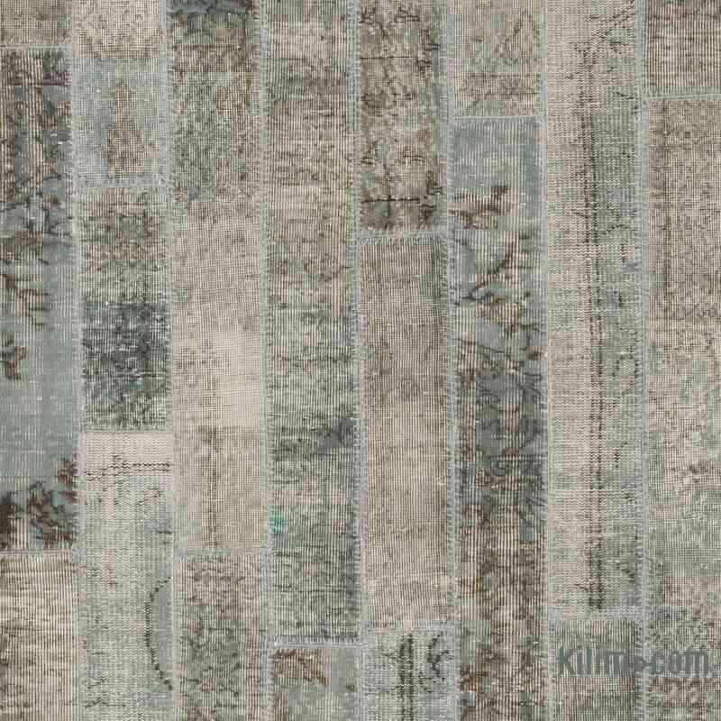 Gray Patchwork Hand-Knotted Turkish Rug - 8' 2" x 9' 11" (98" x 119") - K0051323