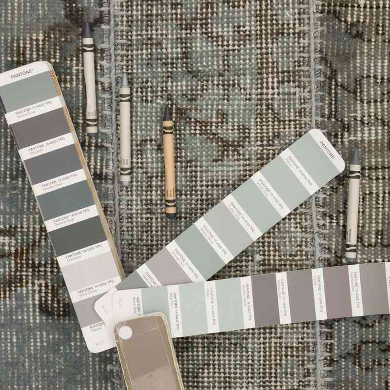 Gray Patchwork Hand-Knotted Turkish Rug - 8' 2" x 9' 11" (98" x 119") - K0051323