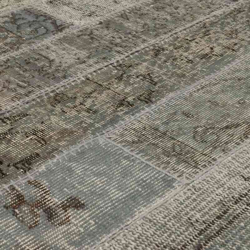 Gray Patchwork Hand-Knotted Turkish Rug - 8' 2" x 9' 11" (98" x 119") - K0051323