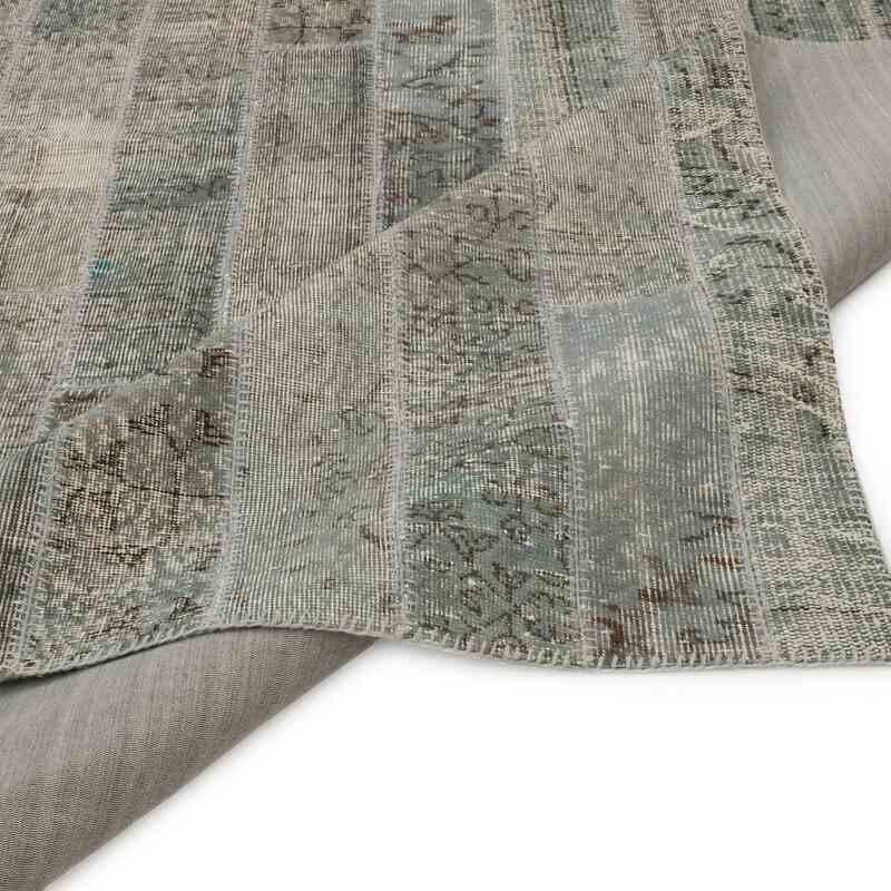 Gray Patchwork Hand-Knotted Turkish Rug - 8' 2" x 9' 11" (98" x 119") - K0051323