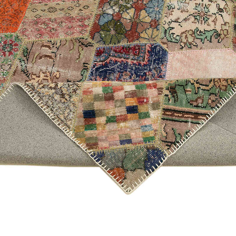 Multicolor Patchwork Hand-Knotted Turkish Rug - 7' 5" x 11' 2" (89" x 134") - K0051326