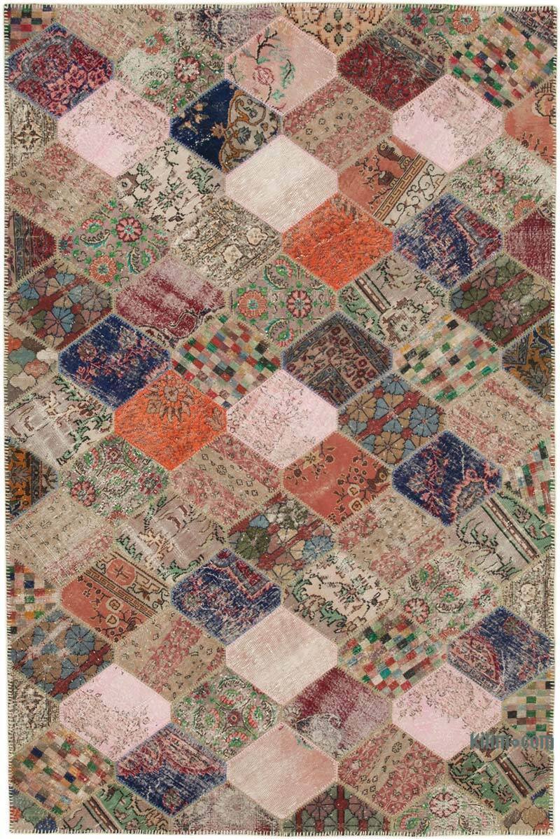 Multicolor Patchwork Hand-Knotted Turkish Rug - 7' 5" x 11' 2" (89" x 134") - K0051326