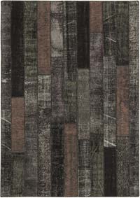 Brown Patchwork Hand-Knotted Turkish Rug - 5' 7" x 8'  (67" x 96")