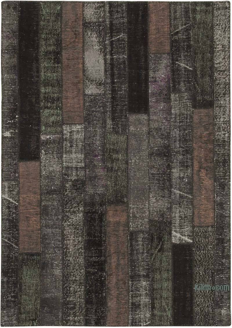 Marrón Alfombra De Retazos Turca Sobre-teñida - 171 cm x 243 cm - K0051328