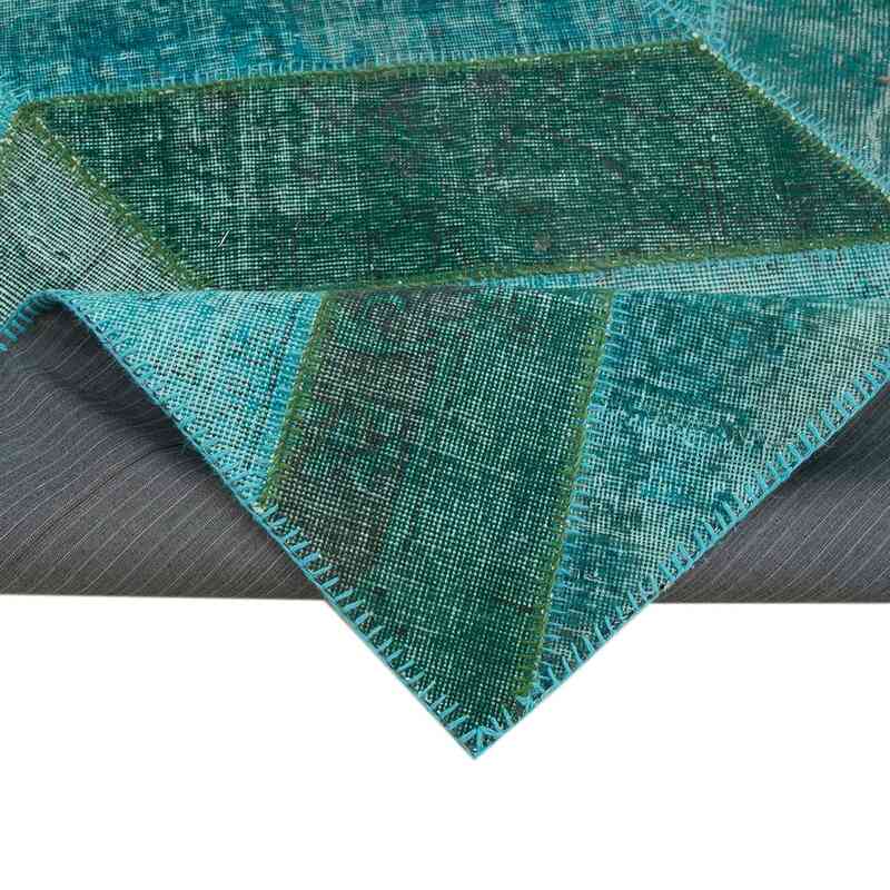 Mavi-Yeşil Boyalı Patchwork Halı - 150 cm x 240 cm - 150 cm x 240 cm - K0051332